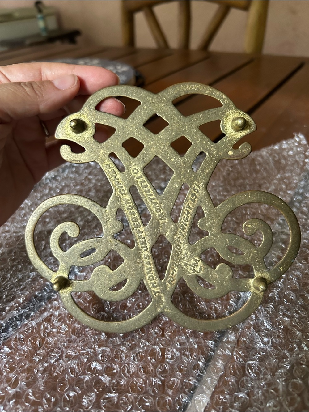 Antique-Style Brass Trivet - Gold Finish